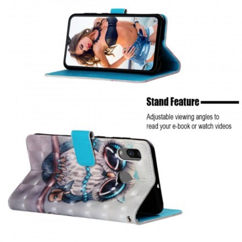 Flip Cover Samsung Galaxy A30 Med Snor Frøken Ugle Med Rem
