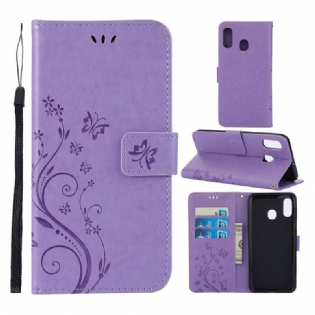 Flip Cover Samsung Galaxy A30 Sommerfugle Og Blomster