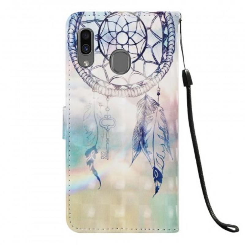 Læder Cover Samsung Galaxy A30 Akvarel Drømmefanger