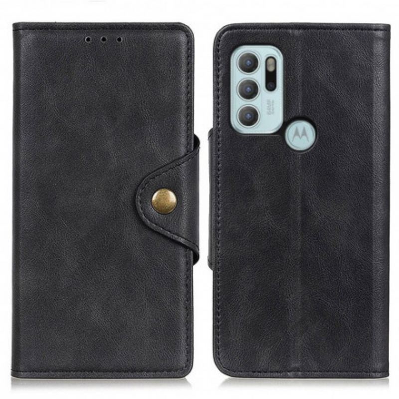 Læder Cover Moto G60S Imiteret Læder Knap