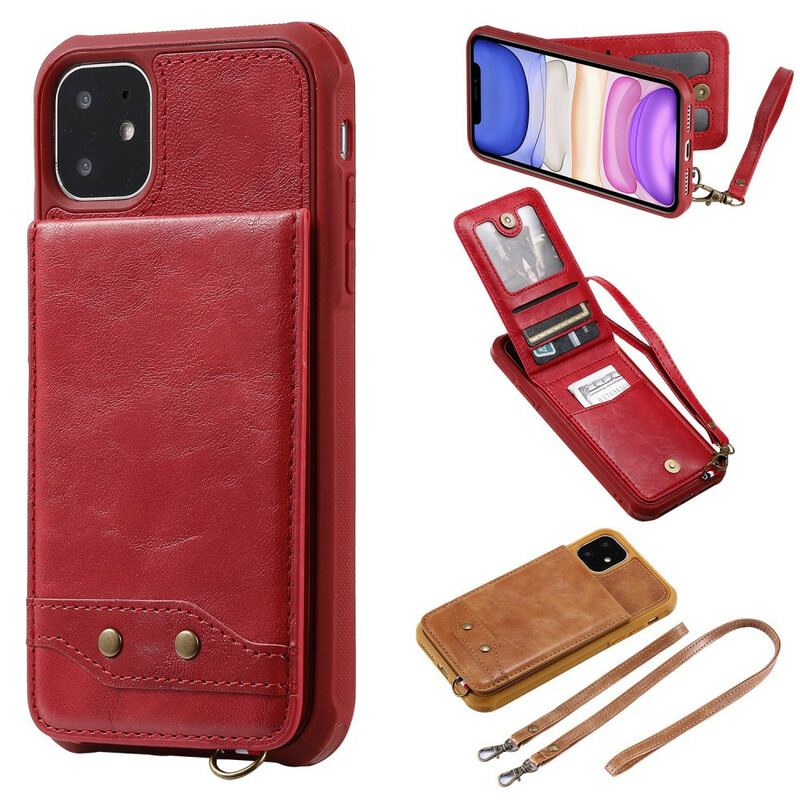 Cover iPhone 11 Flip Cover Sammenfoldelig Kortholder Med Snor