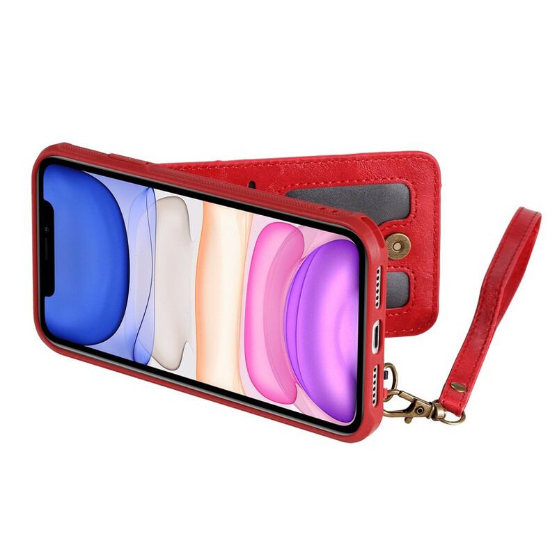 Cover iPhone 11 Flip Cover Sammenfoldelig Kortholder Med Snor
