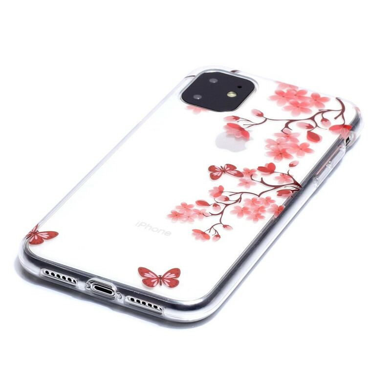 Cover iPhone 11 Gennemsigtig Gren Med Sommerfugle