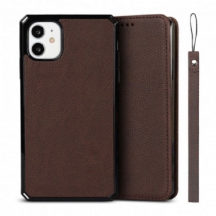 Cover iPhone 11 Med Snor Flip Cover Ægte Litchi Læderrem