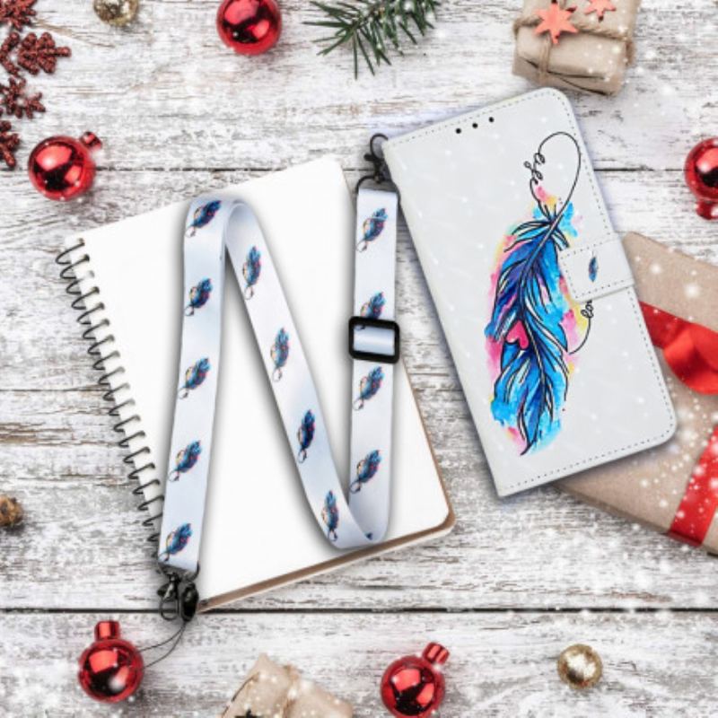 Flip Cover iPhone 11 Med Snor Fjer Justerbar Rem