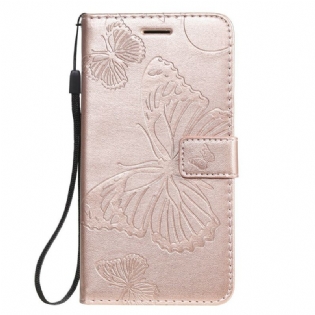 Flip Cover iPhone 11 Med Snor Kæmpe Sommerfugle Med Rem