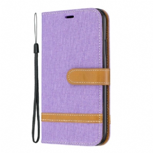 Flip Cover iPhone 11 Med Snor Stof- Og Lædereffektrem