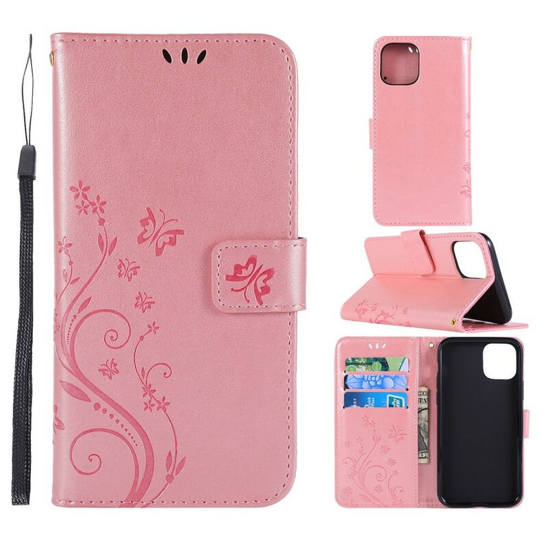 Flip Cover iPhone 11 Sommerfugle Og Blomster