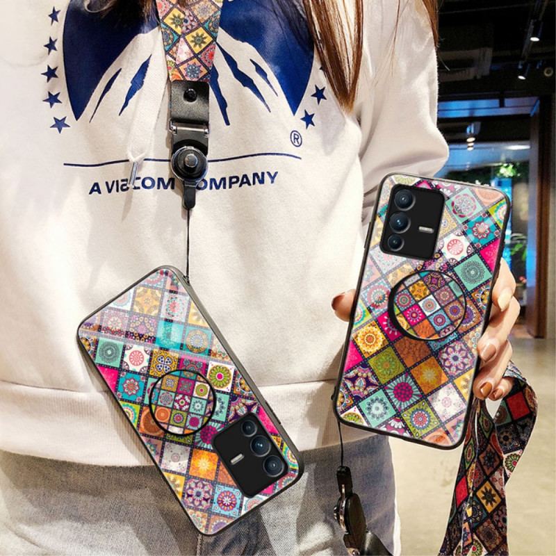 Cover Vivo V23 5G Patchwork Magnetisk Holder