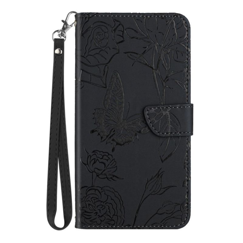 Læder Cover Vivo V23 5G Sommerfugl Med Snor