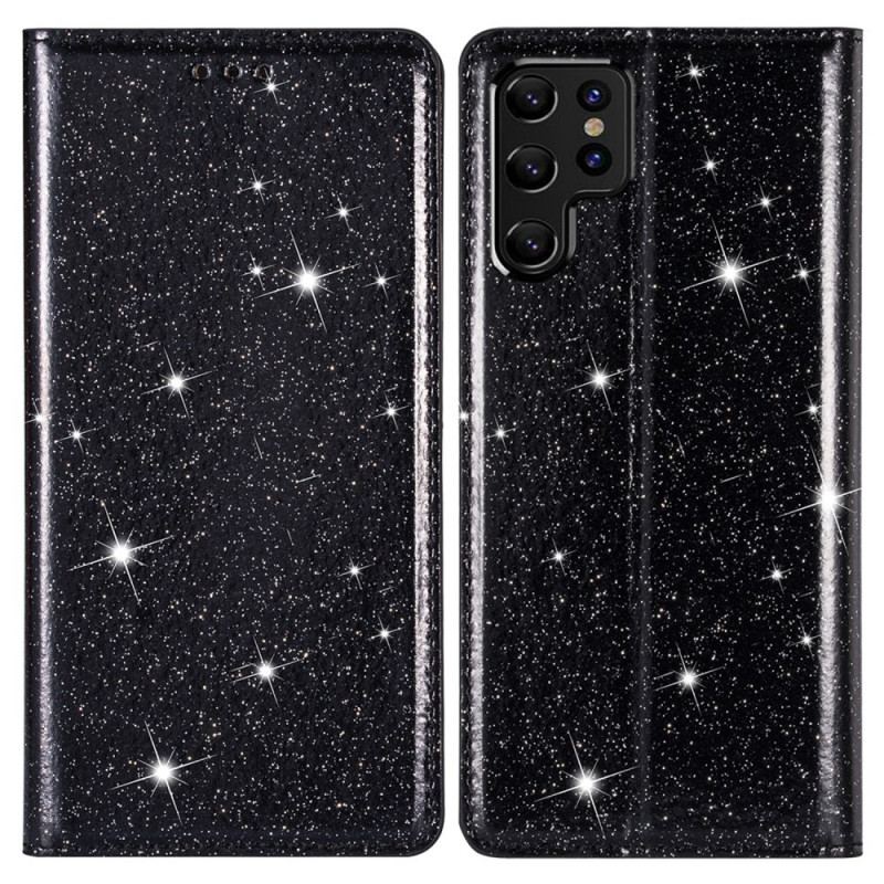 Cover Samsung Galaxy S22 Ultra 5G Flip Cover Sequin Stil