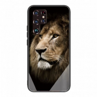 Cover Samsung Galaxy S22 Ultra 5G Løvehoved Hærdet Glas