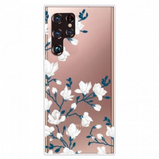 Cover Samsung Galaxy S22 Ultra 5G Sømløse Hvide Blomster