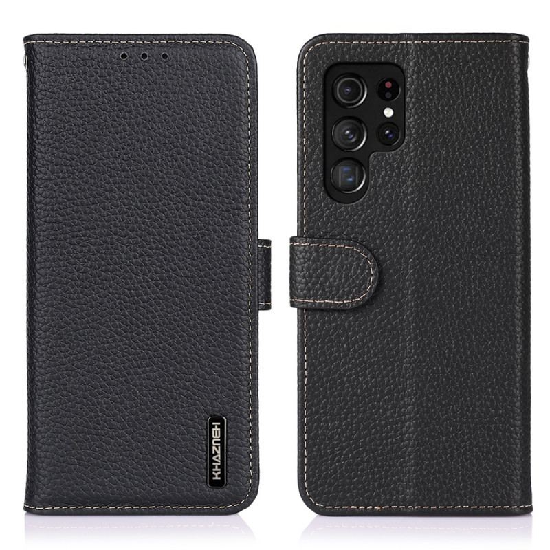 Flip Cover Samsung Galaxy S22 Ultra 5G Ægte Khazneh Litchi Læder