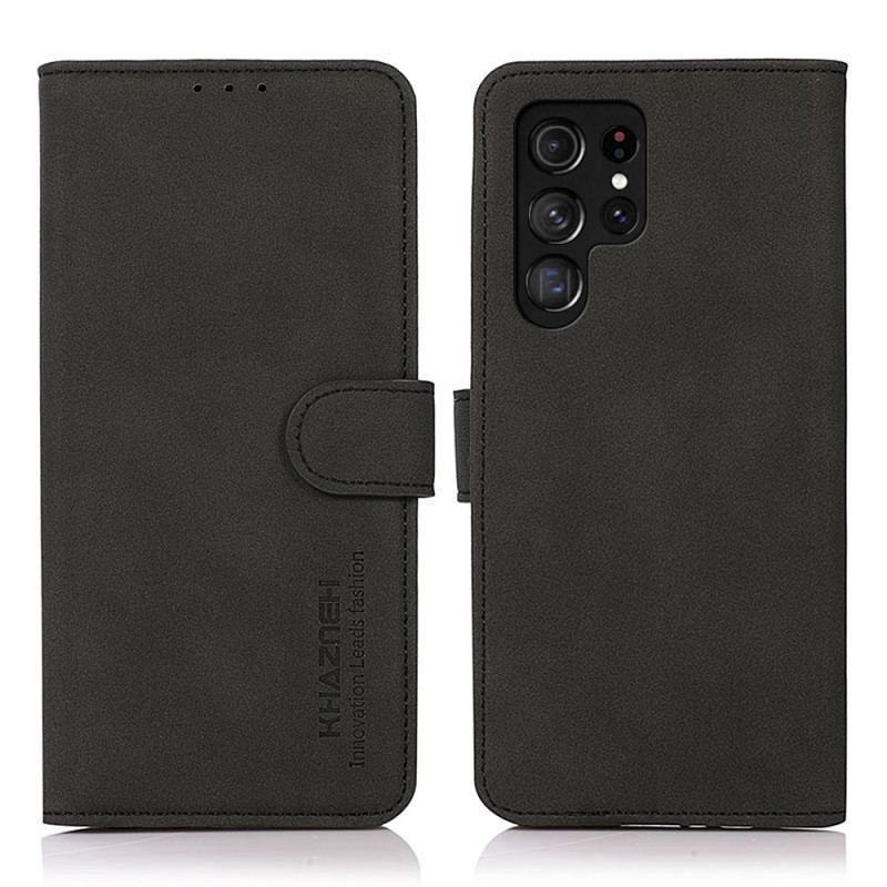 Flip Cover Samsung Galaxy S22 Ultra 5G Khazneh Tekstur Lædereffekt