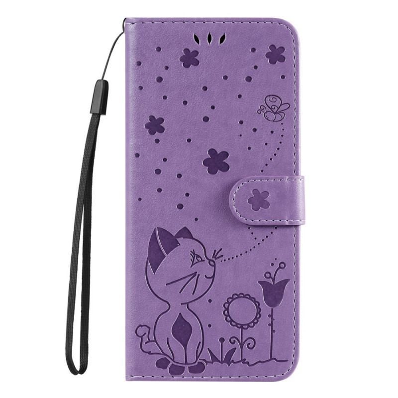 Flip Cover Samsung Galaxy S22 Ultra 5G Med Snor Kat Og Bi Med Snor