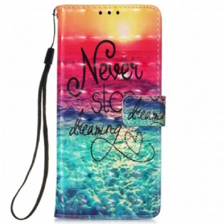 Læder Cover Samsung Galaxy S22 Ultra 5G Stop Aldrig Med At Drømme