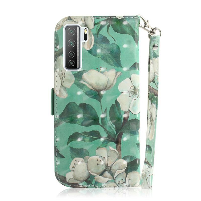 Flip Cover Huawei P40 Lite 5G Med Snor Rem Blomstertræ