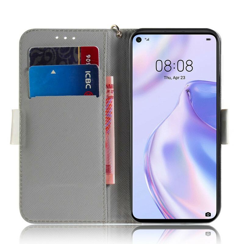 Flip Cover Huawei P40 Lite 5G Med Snor Rem Blomstertræ
