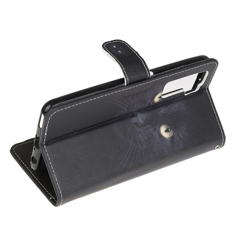 Flip Cover Huawei P40 Lite 5G Med Snor Strappy Black Cat Eyes