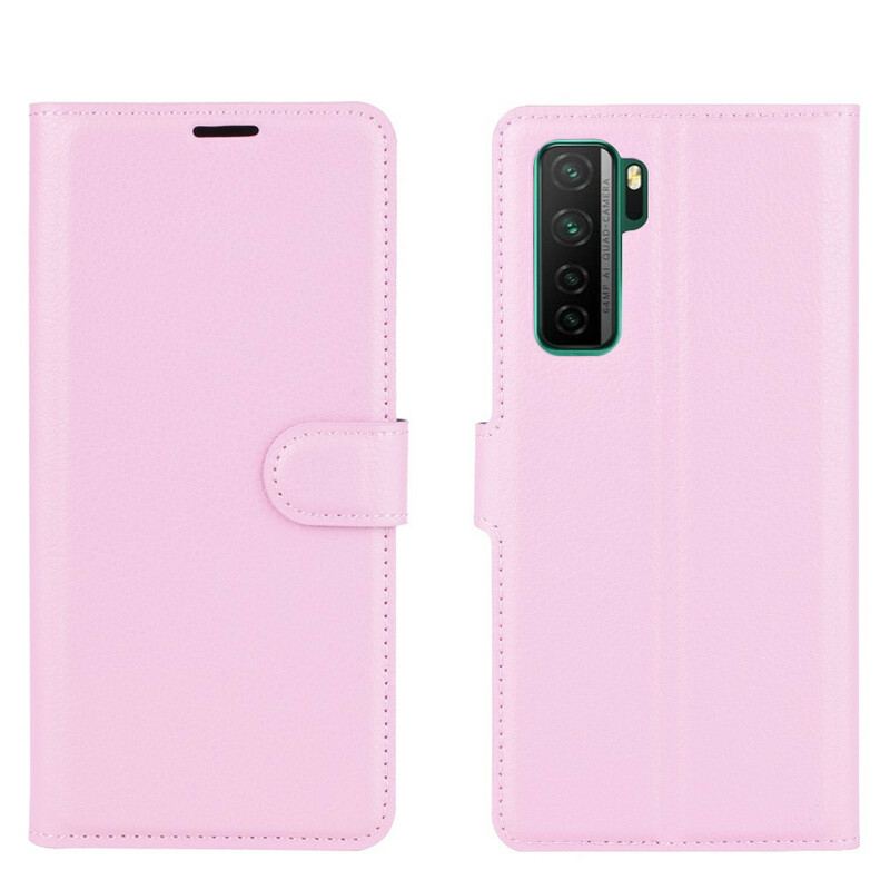 Læder Cover Huawei P40 Lite 5G Klassisk Litchi Imiteret Læder