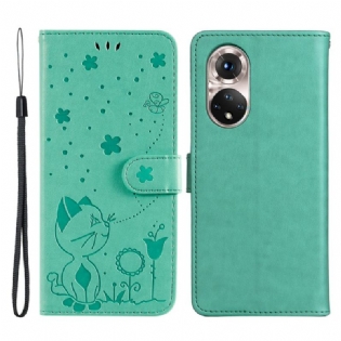 Flip Cover Huawei Nova 9 Med Snor Kat Og Bi Med Snor