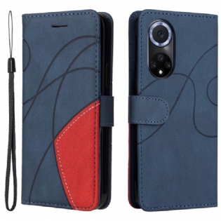 Flip Cover Huawei Nova 9 Tofarvet Signatur Imiteret Læder