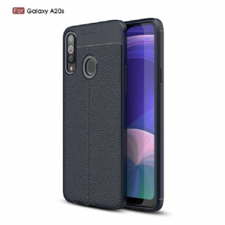 Cover Samsung Galaxy A20s Dobbelt Linje Litchi Læder Effekt