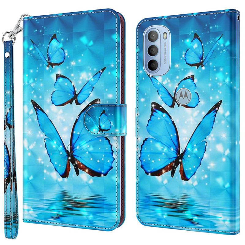 Flip Cover Moto G41 / G31 Flyvende Blå Sommerfugle