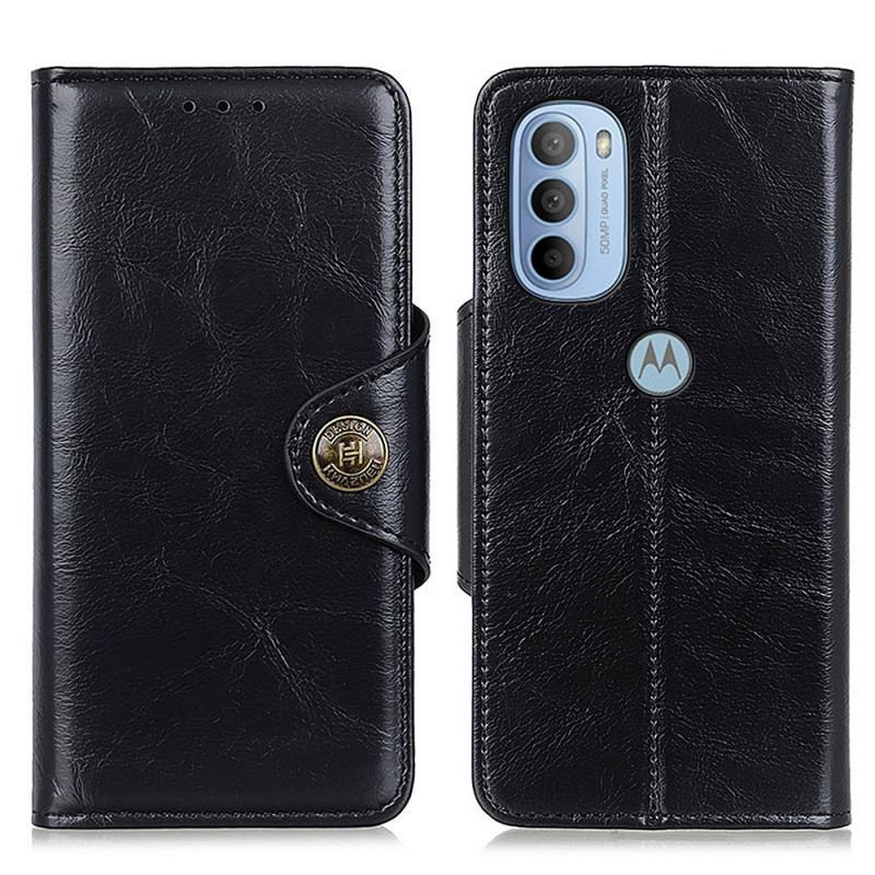 Flip Cover Moto G41 / G31 Patentknap I Imiteret Læder Khazneh