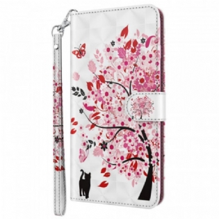 Flip Cover Moto G41 / G31 Pink Træ Og Sort Kat