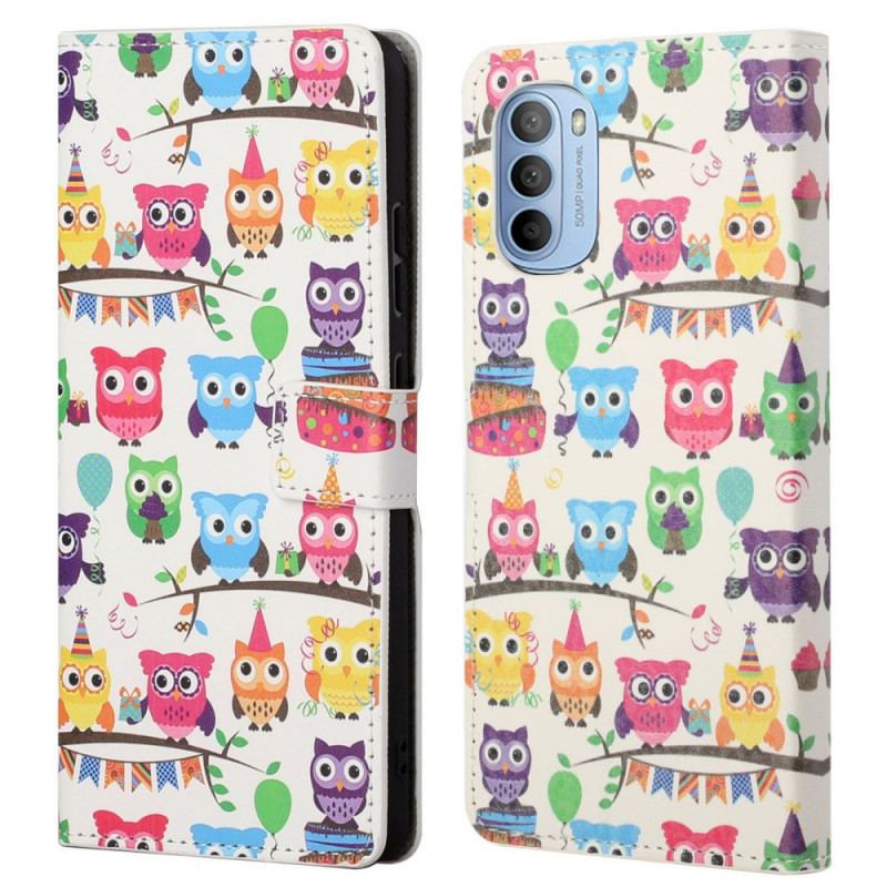 Flip Cover Moto G41 / G31 Ugler Hvid Baggrund