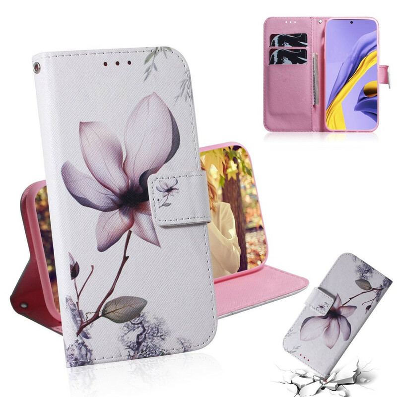 Flip Cover Samsung Galaxy A51 Blomst Støvet Pink