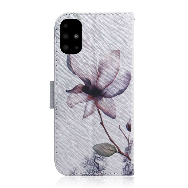 Flip Cover Samsung Galaxy A51 Blomst Støvet Pink