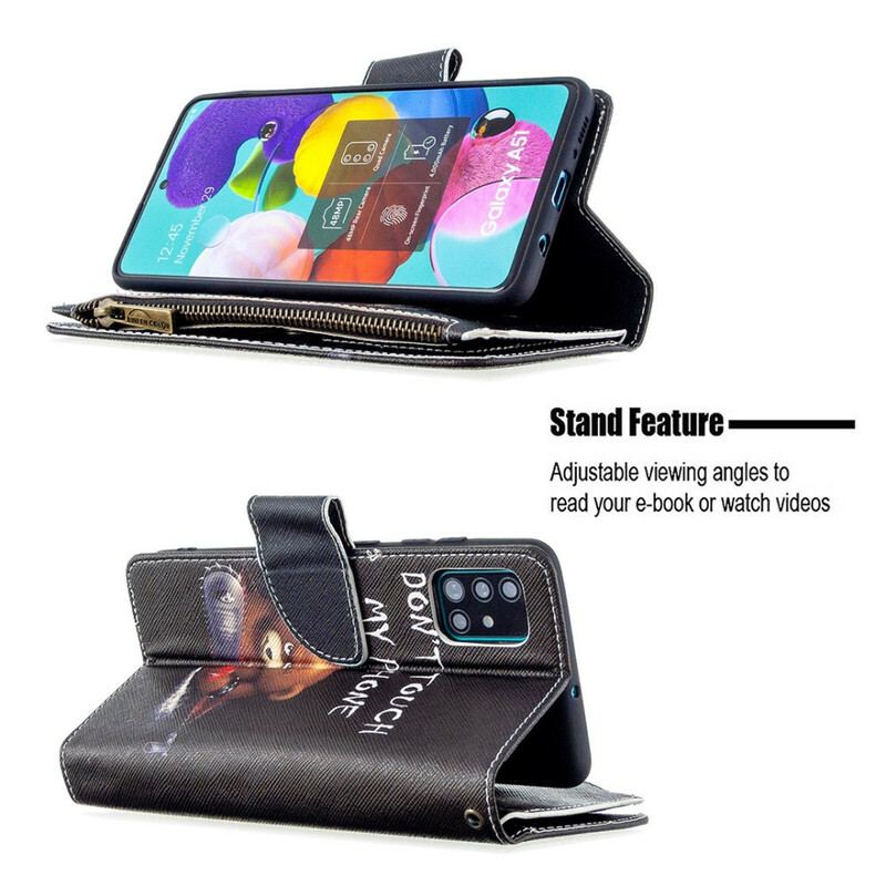 Flip Cover Samsung Galaxy A51 Lommebjørn Med Lynlås