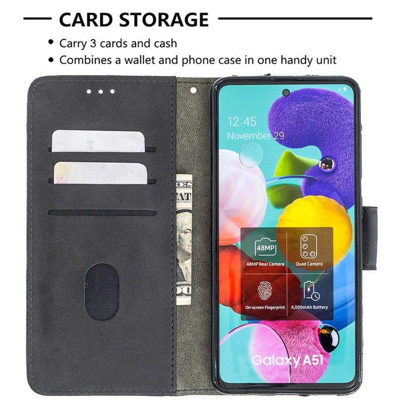 Læder Cover Samsung Galaxy A51 Klassisk Krokodilleskindseffekt