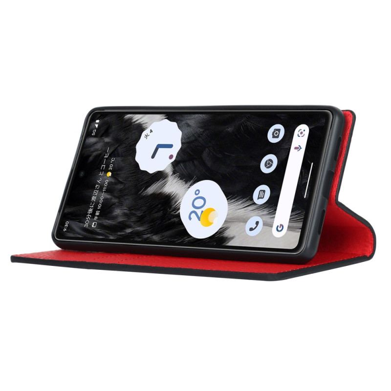 Cover Google Pixel 7A Med Snor Flip Cover Ægte Litchi Læderrem